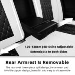 Luxury Waterproof Leather Car Seat Covers Full Set - Black White, Universal Fit - Image 5