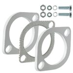 Slmnliras 2 Bolt 3 inch/76mm Exhaust Flange Connection Kit Exhaust Flange & Exhaust Gasket Kit with Bolts & Nuts for 76mm Downpipe(2 Pcs Flange)