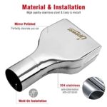 Upower Stainless Steel Diesel Exhaust Tip 2.5" Inlet, 10" Long Polished Tailpipe - Image 6
