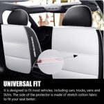 Luxury Waterproof Leather Car Seat Covers Full Set - Black White, Universal Fit - Image 3