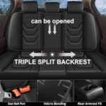 JIAMAOXIN Leather Seat Covers for Jeep Compass 2012-2025, Black, 5 Seat Set - Image 2