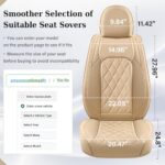 Luxury Beige Faux Leather Car Seat Covers Full Set – Waterproof & Universal Fit - Image 7