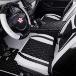 Luxury Waterproof Leather Car Seat Covers Full Set - Black White, Universal Fit - Image 2