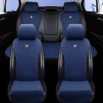 Red Rain Dark Blue Leather Car Seat Covers 11PCS Universal Fit SUV - Image 6
