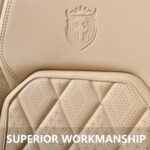 Luxury Beige Faux Leather Car Seat Covers Full Set – Waterproof & Universal Fit - Image 5