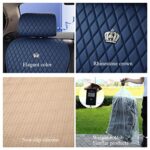 Red Rain Dark Blue Leather Car Seat Covers 11PCS Universal Fit SUV - Image 4