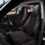 Universal PU Leather Car Seat Covers – High-Back, Red Trim, 2-Pack - Image 2