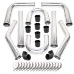 Universal 8 Pcs 2.5-Inch Intercooler Piping Kit + U Bend + T-Bolt Clamps + Silicone Couplers