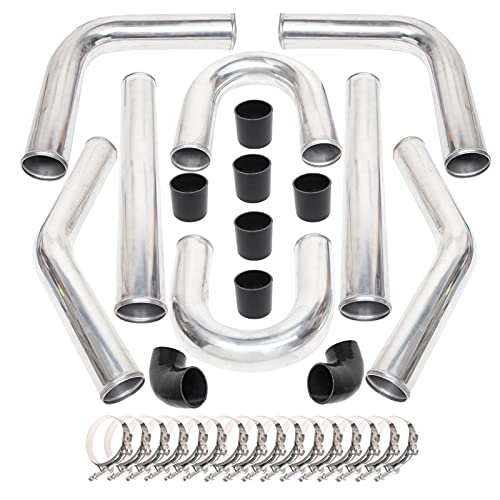 Universal 8 Pcs 2.5-Inch Intercooler Piping Kit + U Bend Universal 8 Pcs 2.5-Inch Intercooler Piping Kit + U Bend + T-Bolt Clamps + Silicone Couplers