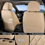 Luxury Beige Faux Leather Car Seat Covers Full Set – Waterproof & Universal Fit - Image 3