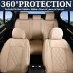 Luxury Beige Faux Leather Car Seat Covers Full Set – Waterproof & Universal Fit - Image 6
