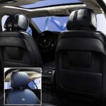 Red Rain Dark Blue Leather Car Seat Covers 11PCS Universal Fit SUV - Image 2