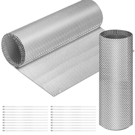 Datanly Exhaust Heat Shield Automotive, Embossed Aluminum Heat Shield Material with 20 Pcs Cable Metal Zip Ties for Heat Barrier, Fire Wall, Exhaust Wrap, Wall Behind Grill (20" x 47.2")