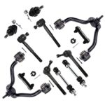Detroit Axle - 4WD Front End 12pc Suspension Kit for Chevy GMC K1500 K2500 Suburban Tahoe Yukon Escalade, Upper Control Arms Lower Ball Joints Tie Rods Adjusting Sleeves Sway Bars Replacement