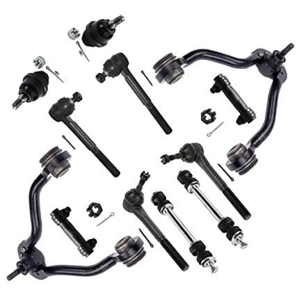 Detroit Axle - 4WD Front End 12pc Suspension Kit for Chevy GMC K1500 K2500 Suburban Tahoe Yukon Escalade, Upper Control Arms Lower Ball Joints Tie Rods Adjusting Sleeves Sway Bars Replacement