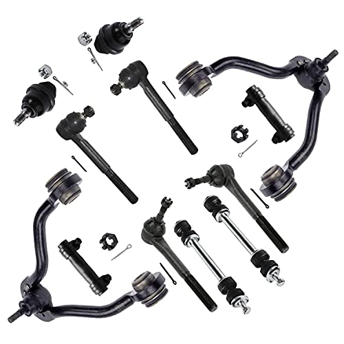 Detroit Axle - 4WD Front End 12pc Suspension Kit for Detroit Axle - 4WD Front End 12pc Suspension Kit for Chevy GMC K1500 K2500 Suburban Tahoe Yukon Escalade, Upper Control Arms Lower Ball Joints Tie Rods Adjusting Sleeves Sway Bars Replacement