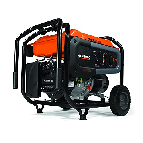 Generac 7690 GP6500 6,500-Watt Gas-Powered Portable Generator - Powerrush Advanced Generac 7690 GP6500 6,500-Watt Gas-Powered Portable Generator - Powerrush Advanced Technology - Reliable Power for Emergencies and Recreation - 49-State Compliant