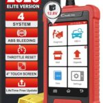 LAUNCH Elite ABS Bleeding Scan Tool,Engine Transmission ABS SRS OBD2 Scanner Diagnostic Tool,Throttle Reset Code Reader,Lifetime Online Update,4'' Touch Screen,AUTO VIN,Battery Test,Live Data Graph