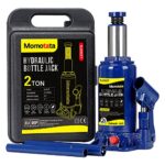 Portable Hydraulic Ram Welded Bottle Jack with Carrying Case, 2 Ton/ 5 Ton/ 8 Ton/ 10 Ton/ 20 Ton Capacity-Blue (2 TON)