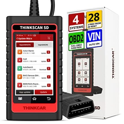 THINKCAR SD4 OBD2 Diagnostic Scanner Engine TCM ABS SRS Code Reader with 28 Reset (3 F-Ree Optional) Automotive Scan Tool with Oil Reset TPMS SAS Reset Auto VIN Car Tools WiFi F-Ree Lifetime Update