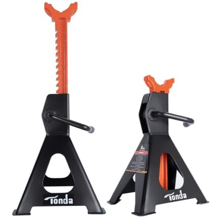 TONDA Jack Stands 3 Ton, Extra Tall Heavy Duty Car Jack Stand, 13.39-21.06 inch Adjustable Height for Lifted Truck, SUV, MPV and UTV/ATV, Black, 1 Pair