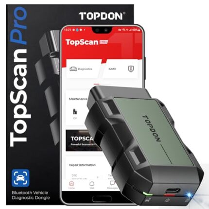 TOPDON TopScan Pro, Wireless OBD2 Scanner Bluetooth for iOS & Android, Diagnostic Scan Tool All System for Car, Code Reader with 13+ Reset Service, 2025 Upgraded Version of Topscan Lite