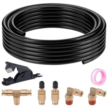 Taiidaues Air Line Service Kit for Air Bags Suspension Kit with Fittings, 1/4 NPT Push To Connect Fittings, 30 FT 1/4"OD PA Hose Tubing Air Shock Line Kit Replacement Components