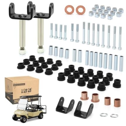 10L0L Golf Cart Repair Bushing Kits, Golf Cart Front Rear End Repair Bushing Kits for Club Car DS 1993 up, Front Suspension Upper/Lower Rear Suspension Repair Kit with Leaf Spring Bushings Sleeve Kit