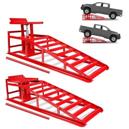 2 Pack Hydraulic Car Ramps 5T 11000lbs Low Profile Car Lift Service Ramps Truck Trailer Garage, Height Hydraulic Vehicle Ramps