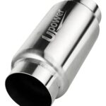 UPOWER 3" Inlet&Outlet Exhaust Resonator,9" Overall Length Center Straight Through Stainless Steel Muffler,Polished