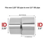 Stainless Steel Exhaust Reducer Adapter 2.25" to 2.5" ID - Universal Fit Performance Pipe (2-Pack) - Image 2