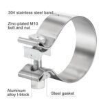 TIROL 2.5 Inch Exhaust Clamp 2-Pack Stainless Steel Muffler Band - Image 3