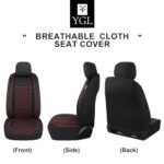 Breathable Full Set Car Seat Covers - Washable Premium Cloth Protectors Black/Red - Image 8