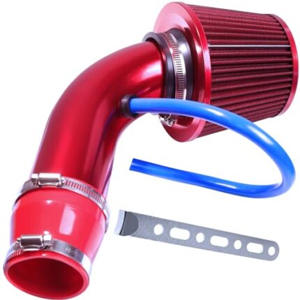 AICARS 3 Inch Universal Cold Intake Pipe Induction High Flow Pipe Kit (Red)