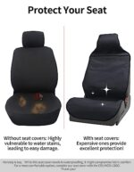 COLINOO Waterproof Car Seat Covers | Universal Fit | Black Front Seat Protector - Image 4