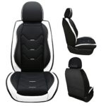 Otoez Universal 5-Seat Leather Car Seat Covers, White & Black Fit - Image 2