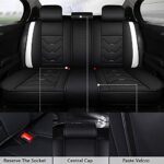Otoez Universal 5-Seat Leather Car Seat Covers, White & Black Fit - Image 5