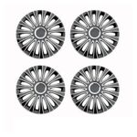4PCS Car Universal Wheel Cover Hubcap R14 R15 R16 Inch Replacement Hub Caps Wheel Rim Cover Tire Accessories Snap On SUV Truck(R15 Black Silve)