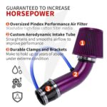 BARTOO 3" Aluminum Cold Air Intake Kit with Filter – Purple Induction - Image 2