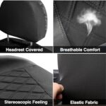 Foneso Universal Leather Car Seat Covers Full Set – Black, Airbag Safe - Image 3