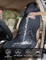 COLINOO Waterproof Car Seat Covers | Universal Fit | Black Front Seat Protector - Image 2