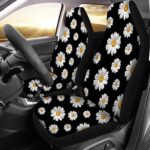 White Daisy Floral Car Seat Covers Set for Women - 2-Pack Universal Fit - Image 2