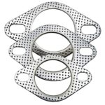 3-Pack High-Temperature Exhaust Donut Gaskets - Fireproof Flange Gaskets with 2 Bolt Holes (Sizes: 2", 2.25" and 2.5")