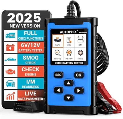 AUTOPHIX 2 IN 1 OBD2 Scanner with Battery Tester, BAS300 Plus 12V 100-2000 CCA Battery Charging Cranking Test Car Code Reader, Full OBD2 Diagnosis Check Engine Diagnostic Scan Tool Battery Load Tester