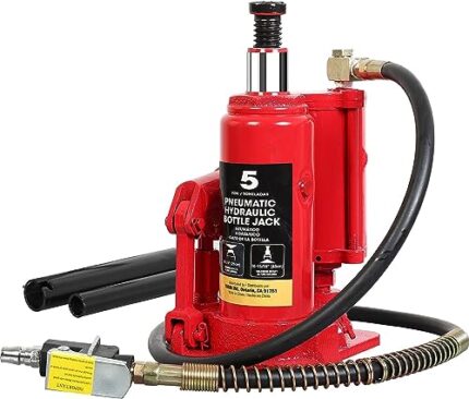 BIG RED ATRQ05002R Torin Pneumatic Air Bottle Jack with Manual Hand Pump, 5 Ton (10,000 lb) Capacity, Red