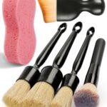 Birbenben 6PCS Car Detailing Brush Set, Ultra Soft Boars Hair Detail Brushes, Automotive Cleaning Brush Kit for Wheels, Air Vent, Leather Seats, Vehicles Auto Exterior Interior Detailing Brushes Tool