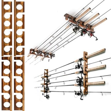 Ghosthorn Holds Up to 12 Rods Fishing Pole Rod Racks Wall or Ceiling Mounted Fishing Pole Rod Holders for Garage Storage Organizer Fishing Gear Equipment Gifts for Men Women