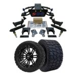 Hardcore Parts 6” Heavy Duty Double A-Arm Suspension Lift Kit for Club Car PRECEDENT Golf Cart (2004+) with 14" Black 'LANCER' Wheels and 22"x10.5"-14" GATOR On-Road/Off-Road All-Terrain tires