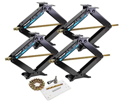 LIBRA Set of 4 9K lb Heavy Duty 24" RV Trailer Camper Stabilizer Leveling Scissor Jacks w/Dual Power Drill Sockets & Complete Set of Mounting Hardware -Model# 26098