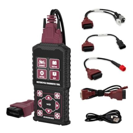 LUTIFIX M3-C Motorcycle Diagnostic Motorcycle Code Reader Scanner Motorcycle Diagnostic Tool with Voltage Test Quick Test for Suzuki 6P/4P, EUROV, Vespa,OBDII.